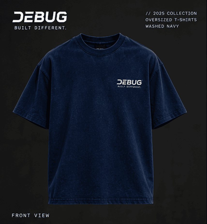 DEBUG Digital Escape Oversized T-Shirt โ Washed Navy