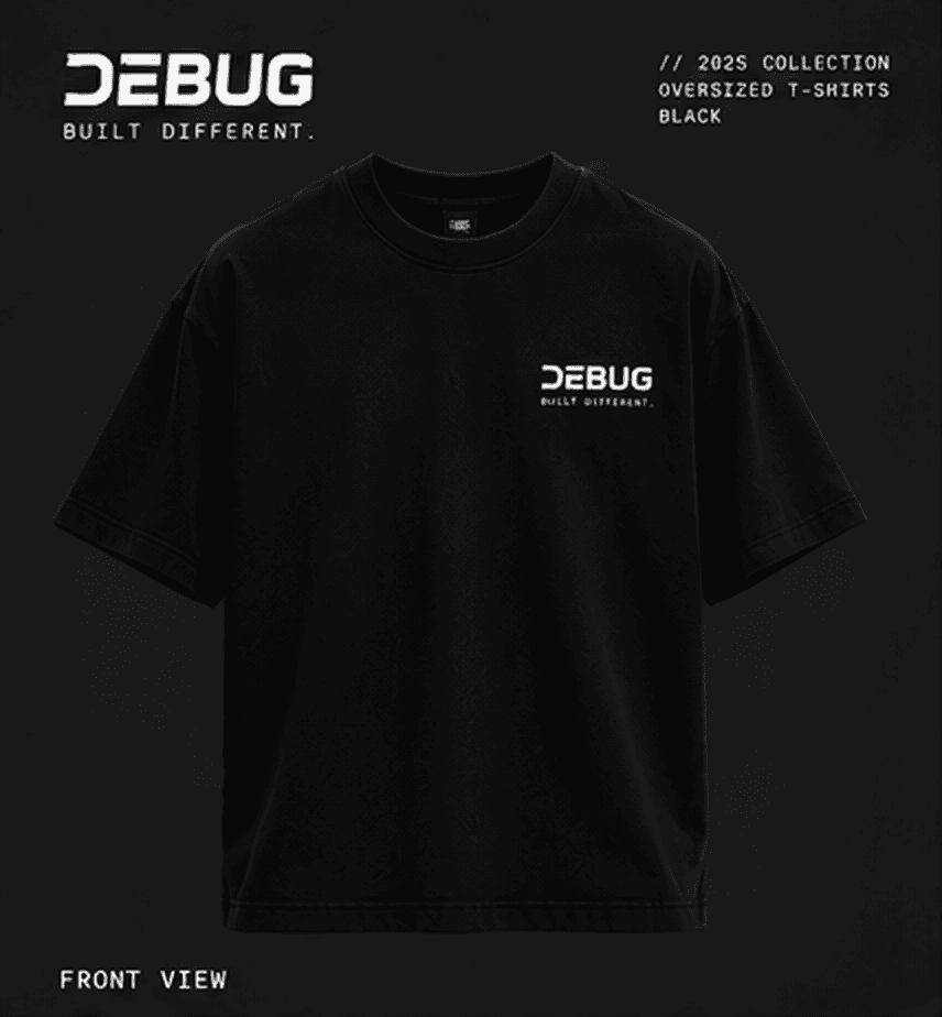 DEBUG Built Different Oversized T-Shirt โ Black