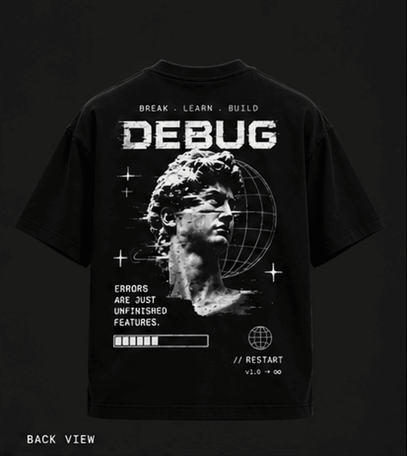 DEBUG Built Different Oversized T-Shirt โ Black alternative view